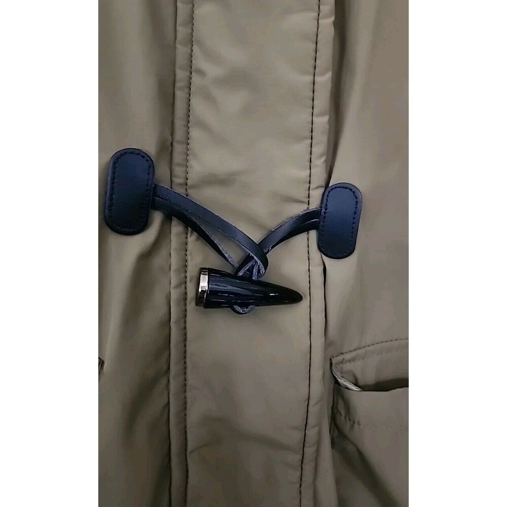 Zara Hooded Puffer Parka Jacket Womens Med With Toggles Olive Army Green - Picture 7 of 12